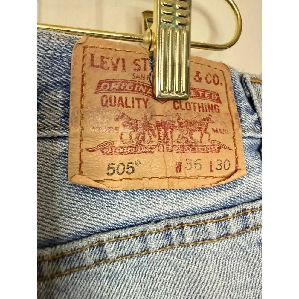 Levi's 505 Mens‎ Jeans 36x30 Light Wash Regular Fit Denim Pants Cotton